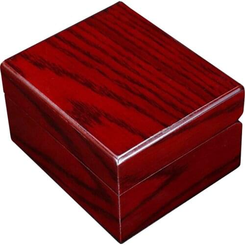 Watch Case Wristwatch Wood Storage Organizer Small Portable Size Wine Red with Removable Pillow