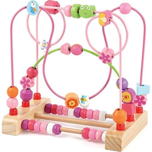 Wooden Math Education Toy Bead Maze Toy Counting Circles Bead Abacus Wire Maze Roller Coaster Montessori Educational