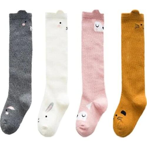 Spring Autumn Unisex Baby Boy long Socks Fashion cartoon cat/bunny/fox squirrel Children Sock knee high Cotton Kids Girl Socks