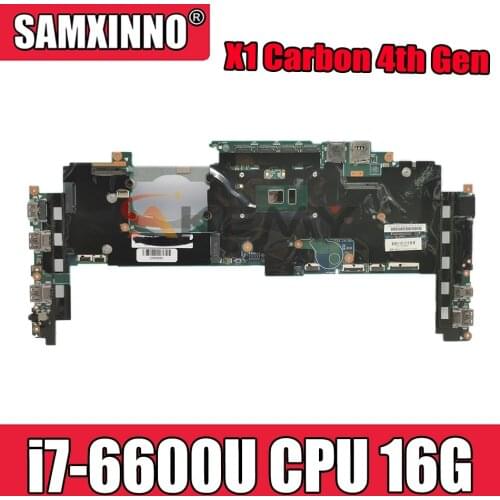 For Lenovo ThinkPad X1 Carbon 4th Gen laptop motherboard 14282-2M W/ i7-6600U CPU 16G-RAM FRU 01AX809 01LV923 01AX813 Mainboard