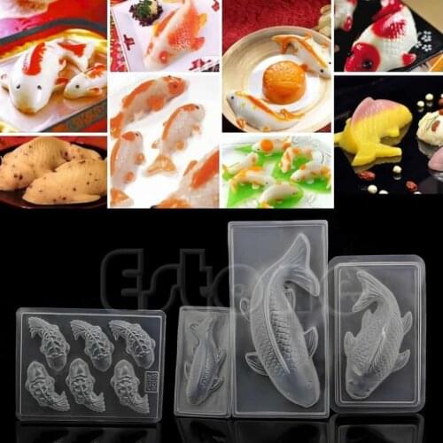 Hot Sale 1pc DIY 3D 6 Koi Fish Plastic Jelly Handmade Sugarcraft Mold Cake Chocolate Mould 23.5cmx18cm