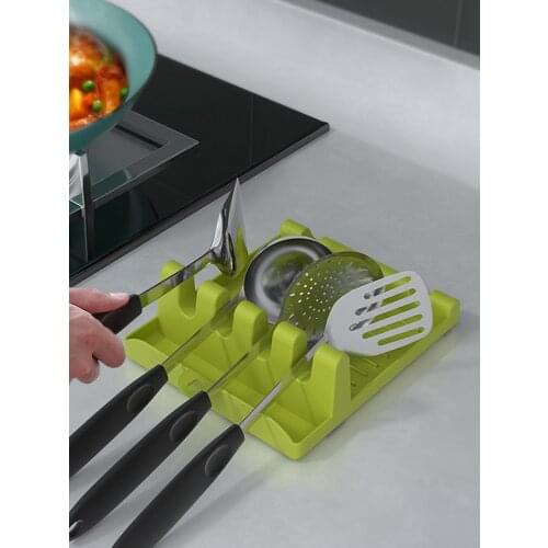 Kitchen Spoon Rest PP Plastic Utensil Fork Spatula Holders Non-slip Heat Resistant Spoon Holder Kitchen Organizer Cooking Tools