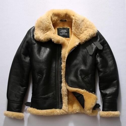 Indian style B3 bomber fur coat men thick new zealand sheepskin shearling flight jacket air force russia winter pilot jacket
