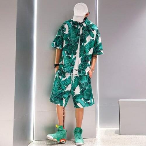 Two-piece Suits Summer 2020 New Floral Shirt and Shorts Boys Tide Brand Casual Matching with A Loose Trend Handsome Young Set