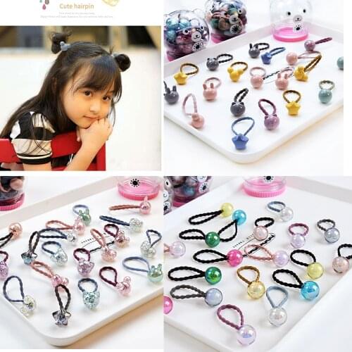 20pcs/Box Cute Bunny Star Princess Headwear Elastic Hair Bands Girls Sparking Mini Headdress Tie Gum Ropes Hair Accessories