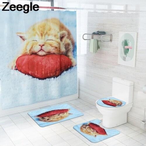 Sweet Home Decor Bath Mat and Shower Curtain Set Toilet Floor Mat Shower Room Foot Pad Non Slip Toilet Seat Cover Mat