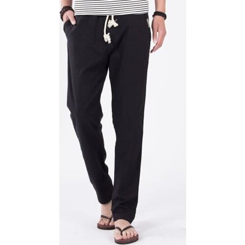 MRMT 2021 Brand Summer Mens Trousers Straight Hemp Trousers Loose Hemp Rope Leisure Pants for Male Large Size Trouser