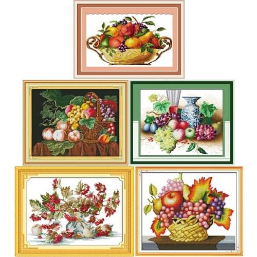 Fruit in flower basket DIY handmade cross stitch kits 11CT14CT printed pattern crafts DMC sewing needlework embroidery set decor