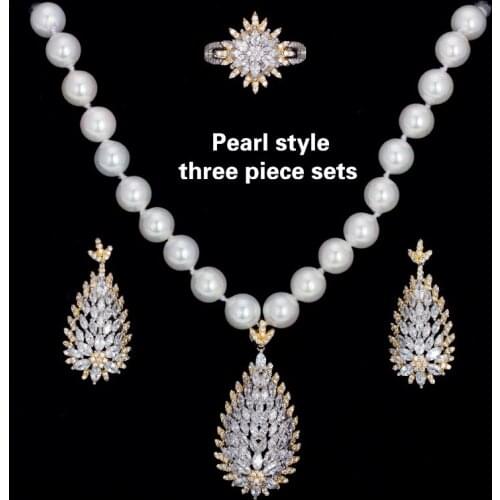 BRIDE TALK Boutique Pearl Jewelry Cubic Zircon Jewelry Necklaces Rings Earrings For Women Wedding & Party