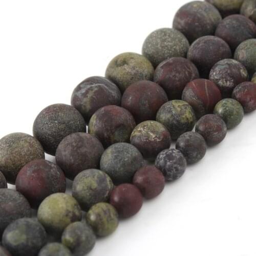 Dull Polish Matte Dragon Blood Stone Beads Round Loose Spacer Stone Beads for Jewelry Making DIY Charm Bracelet Necklace 15 inch