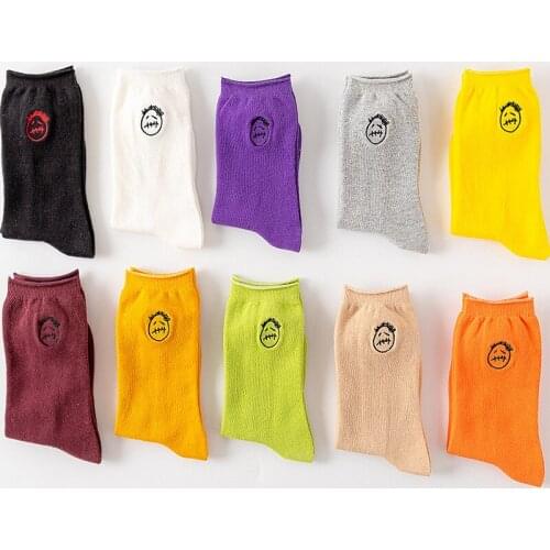 Unhappy Face Adult Cotton Socks Smiley Trend Fashion Sport Skateboard Hip Hop Crew Unisex Happy Unhappy Look Sokken Mouth Street