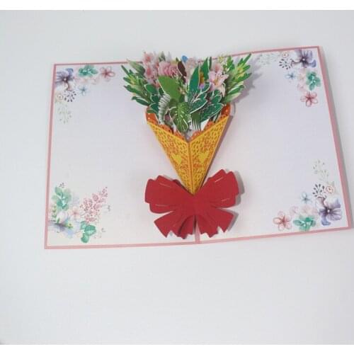 3D Laser Cut Carving Colorful Printed Flower Paper Invitation Greeting Cards PostCard Thanksgiving Day Happy Mothers Day Gift