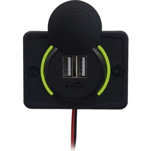 Easy Install Dual USB Charger Socket Power Outlet Waterproof Marine 4.8A LED Light for 12V/24V Car RV Boat Motorcycle Mobile