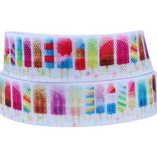 Factory directly rainbow color ice cream printed fold over elastic