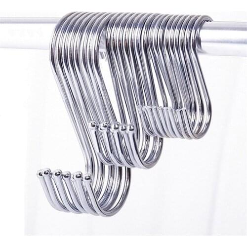 10Pcs Stainless Steel S Hook For Kitchen Kitchenware&Cupboard Clothes Home Sundries Organize Storage Key S Hook Clothes Hanger