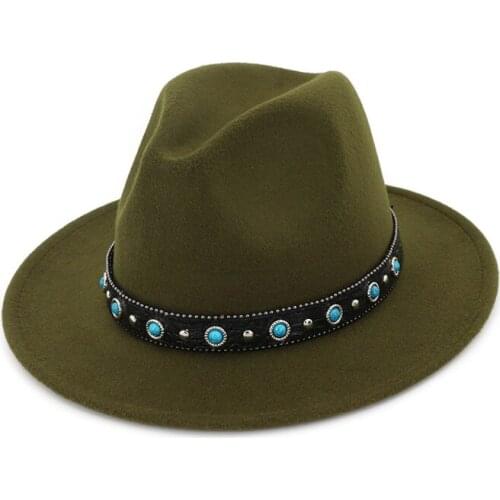 12 color Men Women Felt Woolen Jazz Trilby Derby Fedora Hats with Leather Belt Wide Brim Panama Hat Plain Chapeau Fedoras