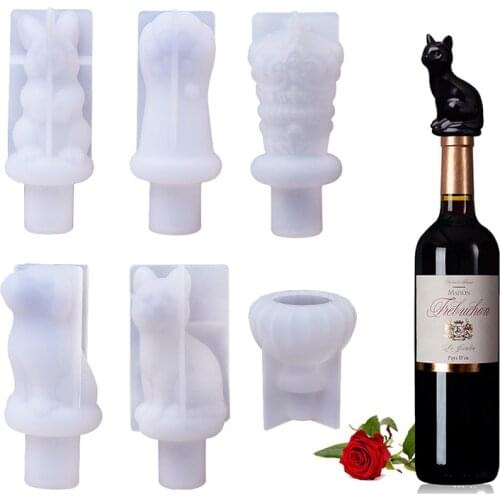 Red Wine Cork Mould Crown Cat Claw Rabbit Cork Silicone Mould Bottle Stopper Crystal Epoxy Resin Mold For DIY Jewelry Making