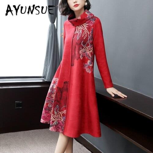 Spring Autumn Dress Women Clothes 2020 Print Floral Dress Party Dress Vintage Dress Elegant Vestidos Robe Femme HEL186117 YY2460