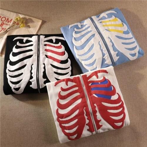 Gothic skull print street zipper hoodie women 2021 y2k loose fashion trend hip hop Harajuku oversized sweatshirt women