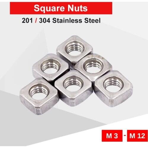 1-50 PCS High Quality Square Nuts Thin Type M3 M4 M5 M6 M8 M10 M12 201/304 Stainless Steel Material