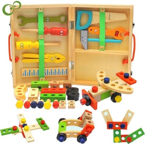 1Set DIY Toys For Children Baby Wooden Drill Screw Nut Disassembly Creative Puzzle Toys Accessories Kids Building Bricks YJN