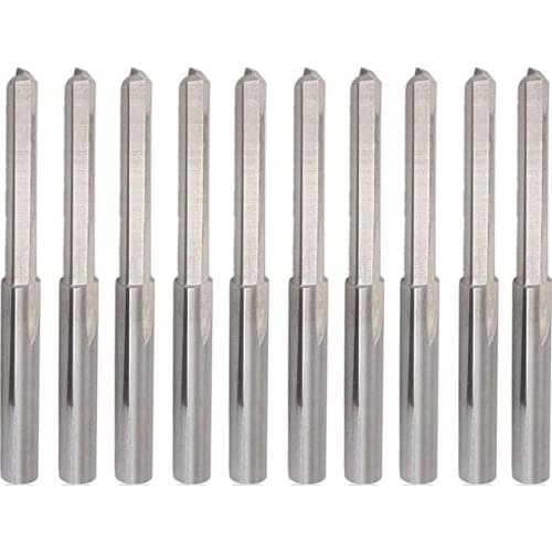 10PCS 3.175mm Shank Dia. Double Edged Tungsten Steel Milling Cutter 2 Flutes CNC Cutting Tungsten Steel Straight Slot Bit, Flute