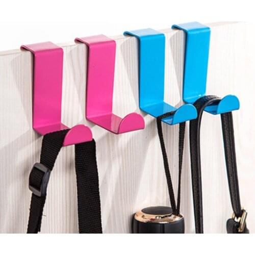 2pcs Stainless Steel Door-back Dual-use Hooks Perforated Hook-free Hooks Behind The Door No Trace Coat Hanger Organization