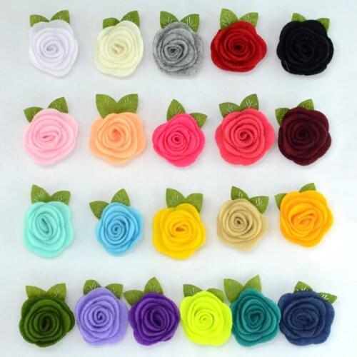 20pcs/lot Felt Leaf Flowers for Diy Baby Girls Headband Hair Clips Cute Rose Flower for Children Kids Headwear Head Accessories