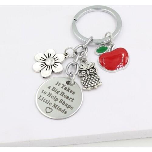 2021 Teacher Gifts Stainless Steel Charms Key Chain A Great Teacher Keychain Key Ring For Teachers Jewelry