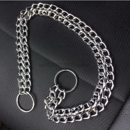 5PCS Double Chain Dog Collar Lead Durable Outdoor Pet Dog Training Collar For Big Dogs S/M/L