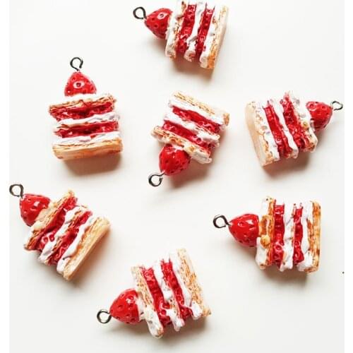 5PCS Kawaii Resin Sweet Cake Dessert Charms For Diy Women Girls Bracelet Necklace Keychain Jewelry Making Accessories Pendants