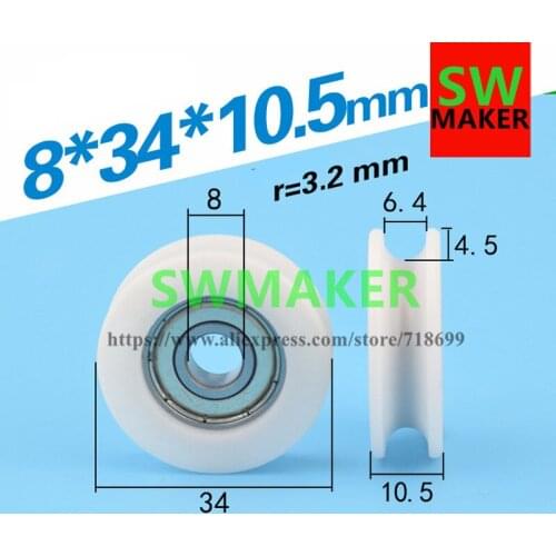 8*34*10.5 plastic wrap, plastic bearing, pulley, roller, bathroom door and window fittings, nylon POM POM pulley