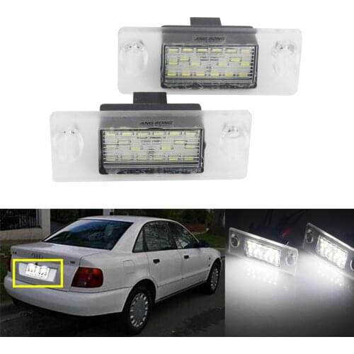 ANGRONG 2x White Canbus LED License Number Plate Light Lamps Canbus For Audi A4 B5 1995-2001