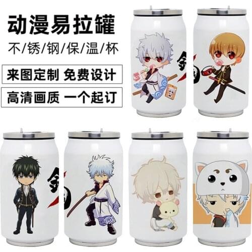 Anime Gintama Stainless Steel Thermos Cup Sakata Gintoki Cosplay Vacuum Cup Toy Gifts 350ml