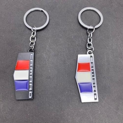 Car Emblem Keychain 3D Metal Key chain Fob Ring with National Flag for Camaro Chevrolet Keyring