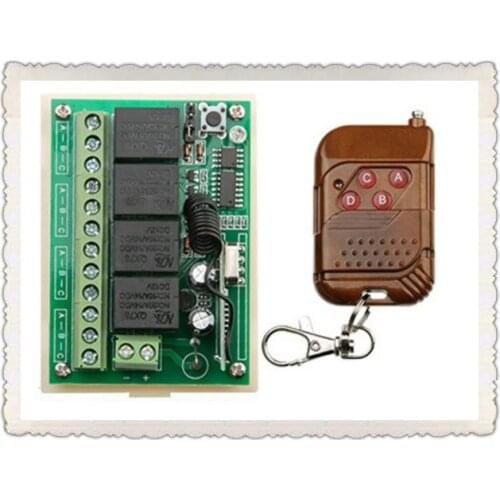 DC12V 4CH 10A Wireless Remote Control Switch Receiver + Transmitter Learning Code Momentary Toggle Latched Adjusted