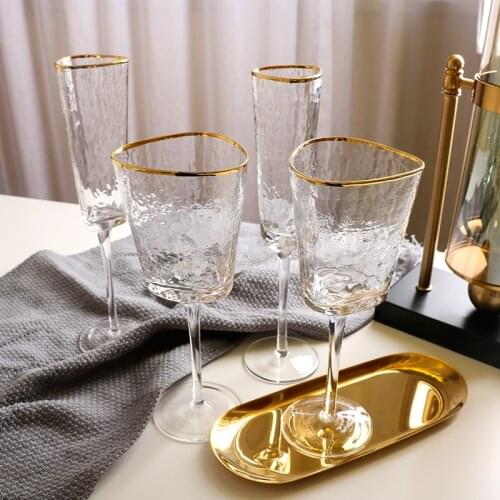 Wine Glasses Crystal Creative Luxury Gold Shot Champagne Glasses Goblet-Champagne European Tall Bar KTV Night Show Wine Glasses