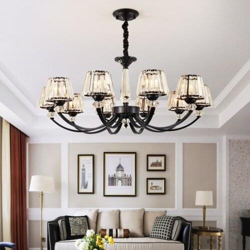 Retro Crystal Chandelier Nordic Living Room Bedroom Light Atmospheric Dining Room Chandelier Lighting Household LED Hanging Lamp