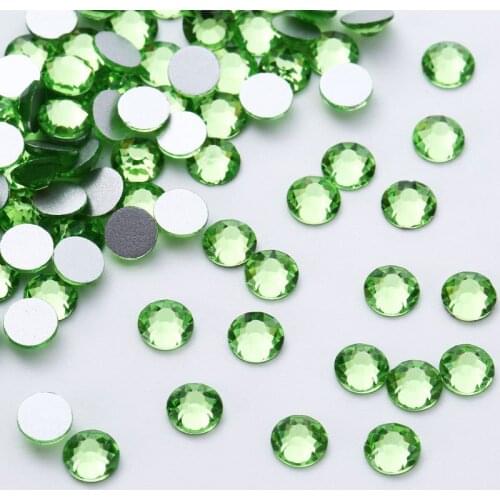 Glue on Rhinestones ss3-ss30 Peridot color Flat Back Non HotFix Nail art Rhinestone 3D Glass Nail Art Decorations Mix Rhinestone