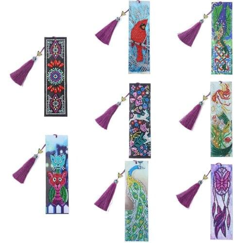 Colorful DIY Faux Leather Bookmark Partial Multi-Shaped Diamond Painting Tassel Craft Sewing Supplies Accessories Products