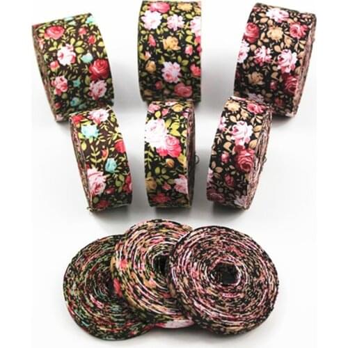 5Meter/Lot 10 25 40mm Polyester Fabric Layering Peony Flower Ribbon Printed Webbing DIY Hair Accessory Material