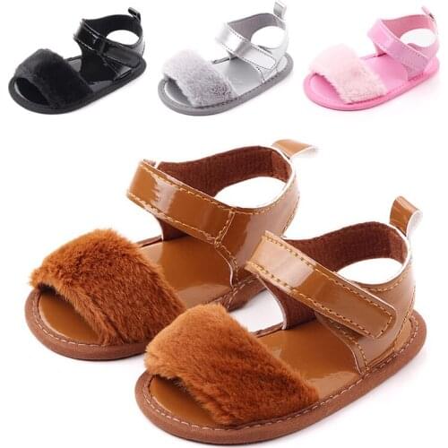 Summer Soft hair style Classic Baby Girl Sandals Breathable Baby Fur Shoes Simple Baby Princess Sandals
