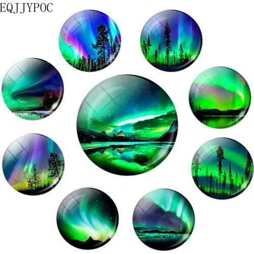 Northern Lights Fridge Magnet Aurora Polaris 30MM Glass Refrigerator Magnets Sticker Natural Scenery Home Decor Accessories