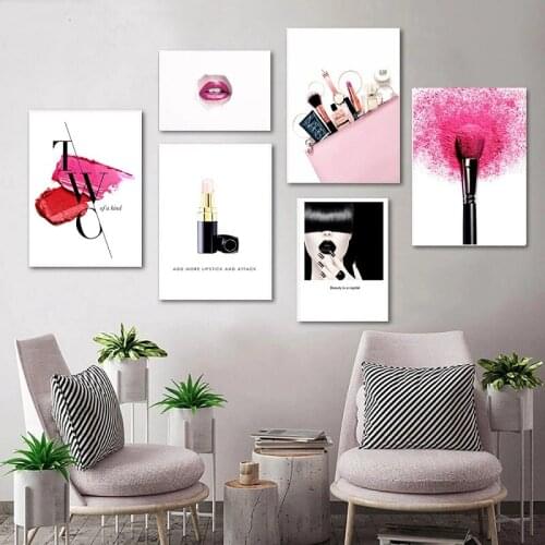 Fashion Girl Expensive Lipstick Cosmetics Nordic Poster Canvas Printing Art Painting Living Room Wall Decoration Picture