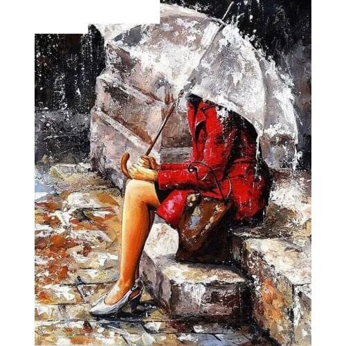 Red Girl Paint By Numbers Coloring Hand Painted Home Decor Kits Drawing Canvas DIY Oil Painting Pictures By Numbers