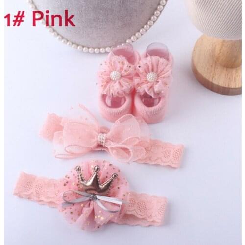 NEW 2020 Baby Accessories 3Pcs/set Toddler Girls Boys Solid Headbands Hair Band + Socks Photo Props Kids Gifts 0-3Y