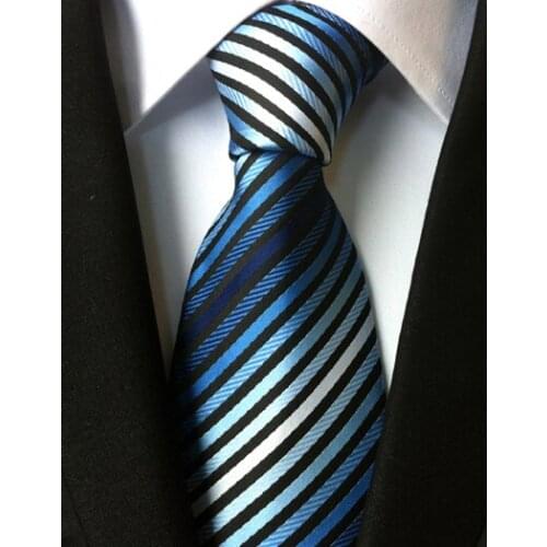 8cm New Classic Ties Designer Blue Striped Neck Tie for Husband Boyfriend Gift Accessories