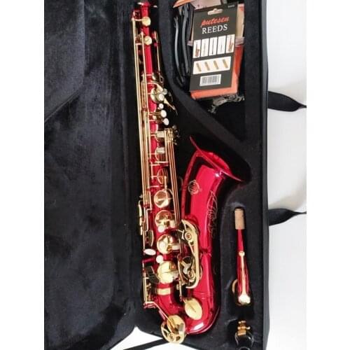 Suzuki High Quality New Real Picture Musical Instrument Bb Tenor Saxophone Brass Body Golden Red Gold Key Sax With Mouthpiece
