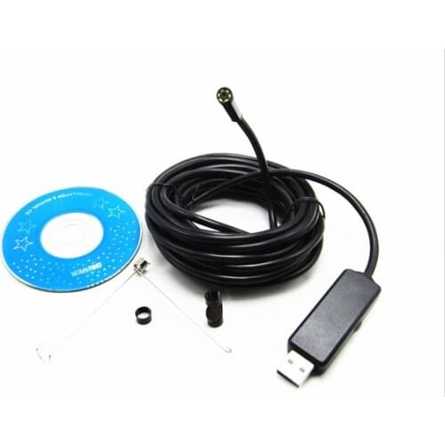 7mm Lens Endoscope Waterproof Inspection Borescope Tube USB Camera 2M Windows pc 6 LED