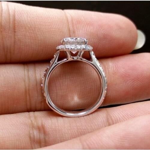 Four Claw Round Stone Engagement Ring Vintage Silver Color Wedding Ring Luxury Crystal White Zircon Rings For Women Boho Jewelry